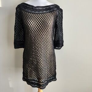 Max Studio Lace Dress Womens Medium Black Sexy Lined Cocktail Party Event